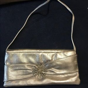Silver leather clutch